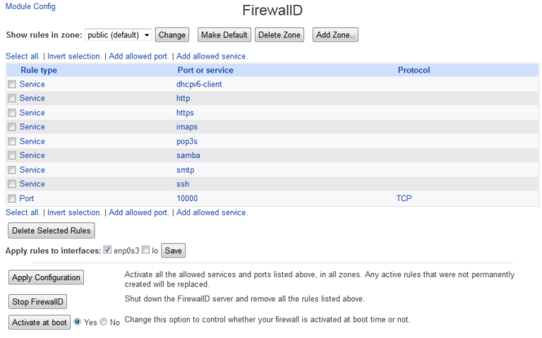 Настройка firewall в linux webmin