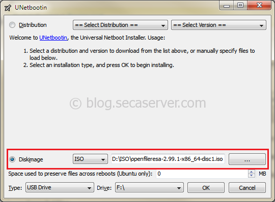 how to install openfiler from usb